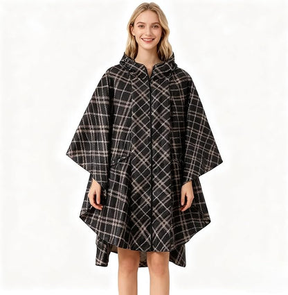 Hooded Rain Ponchos for Adult - Rain Coat and Rain Jacket with Waterproof Pocket and Zipper