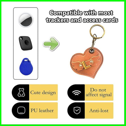 Initial Letter Leather Alphabet Keychain Holder Case Compatible with AirTag,Cute Protective Air Tag Cover with Bronze Keyring,Anti-Scratch Finder GPS Tracker Case for Pets Keys Wallet Luggage(L)