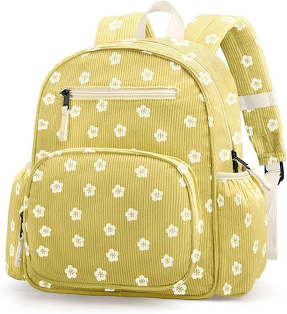 Corduroy Kids Backpack for Girls, Girls Backpack 5-9, Kindergarten Elementary School Bookbag for Girl 15.3" H Fit Folder