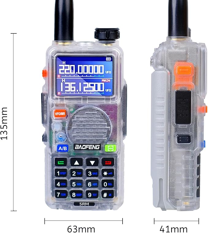 BAOFENG 5RM 10W NOAA Emergency 2500mAh Battery 999CH Ham Radio High Power Long Range Walkie Talkies Handheld Survival Gear Hunting Camping (2pack) (Clear)