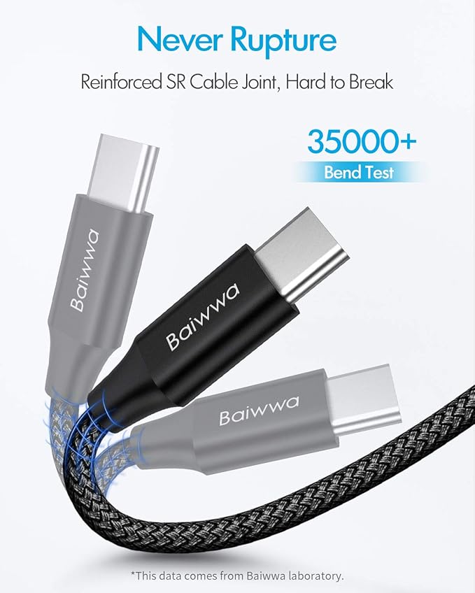 Baiwwa Long USB C Cable 20ft, USB A to Type C Cable Charger Cord Premium Nylon Braided for iPhone 16 15 Series Samsung Galaxy Note Tab, Moto, LG, Pixel and More USB C Smartphone & Tablet