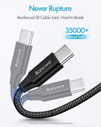 Baiwwa Long USB C Cable 20ft, USB A to Type C Cable Charger Cord Premium Nylon Braided for iPhone 16 15 Series Samsung Galaxy Note Tab, Moto, LG, Pixel and More USB C Smartphone & Tablet