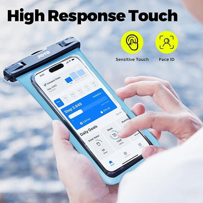 JOTO Universal Waterproof Pouch Case for iPhone 16 15 14 13 Plus Pro Max, IPX8 Cellphone Dry Bag 12 11 Pro Max XR X 8 7 6S Plus SE, Galaxy S23 S22 S21 S20+ S20 S10 Plus Note, Pixel up to 7" -Blue