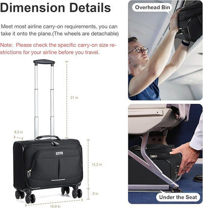 Lekebobor Rolling Laptop Bag Rolling Laptop Briefcase on Wheels for Women Fits Up to 15.6Inch computer Bags Water Resistant for Work Travel and Business, Black