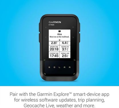 Garmin eTrex® Solar, GPS Handheld Navigator, Unlimited Battery Life, Water Resistant
