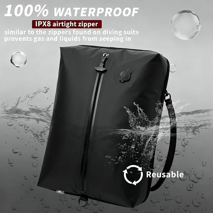 Vacuum Storage Bags for Travel with Portable Pump, Upgraded Vacuum Compression Bags for Travel, IPX8 Waterproof Zipper & 420D Nylon, Includes Electric Pump, Save 60% Luggage Space, 5-7 Day Trip