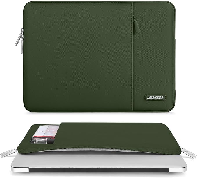 MOSISO Laptop Case 13.3 inch, 13-13.3 inch Laptop Sleeve Compatible with MacBook Air/Pro 13/Pro 14 M5 M4 M3 M2 M1, HP Dell ASUS Lenovo,Polyester Vertical Computer Sleeve Bag with Pocket, Army Green