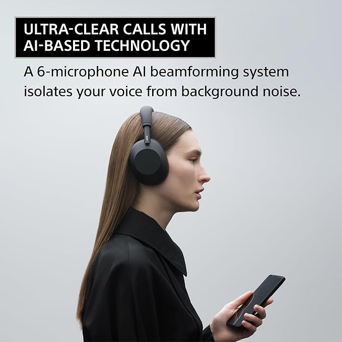 Sony WH-1000XM6 The Best Noise Canceling Wireless Headphones, HD NC Processor QN3, 12 Microphones, Adaptive NC Optimizer, Mastered by Engineers, Studio-Quality, 30-Hour Battery, Platinum Silver