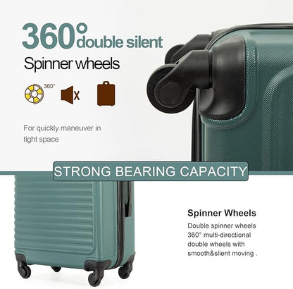 Travelhouse Luggage Sets, Expandable Hardside Suitcases 24in/28in, Carry on 20in,3 Piece Set Travel Luggages Clearance with Double Spinner Wheels TSA Lock Lightweight (Green-85)