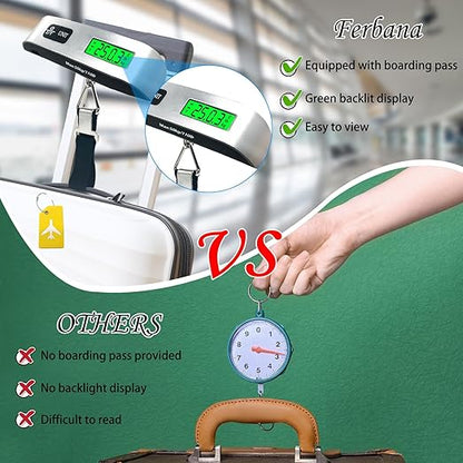 Luggage Scale, Portable Luggage Weight Scale with 2 Luggage Tags, LCD Weight Display and 4 Unit Switching Functions, 110lb Luggage Scale Travel Digital for Luggage, Travel,Backpacks, Handbags(Sliver)