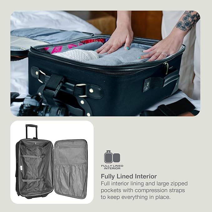 Travel Select Amsterdam Softside Expandable Luggage with Rolling Wheels, Gray, 21-Inch Carry-on