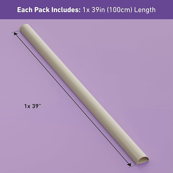 D-Line Half Round Cord Hider, Patented Cable Cover, Hide TV Wall Mount Wires, Raceway for Cords, Decorative Wire Covers, Paintable, Adhesive Cable Concealer, 2in W x 1in H x 39in L, Beige