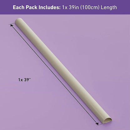 D-Line Half Round Cord Hider, Patented Cable Cover, Hide TV Wall Mount Wires, Raceway for Cords, Decorative Wire Covers, Paintable, Adhesive Cable Concealer, 2in W x 1in H x 39in L, Beige