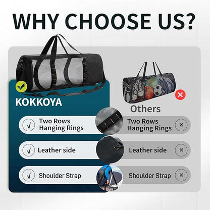 Diving Scuba Surfing Snorkeling Dive Mesh Beach Bag Duffle Bags with Zipper and Adjustable Shoulder Strap 43L and 113L Options for Travel Fitness Camping Swim Gym Gears Balls
