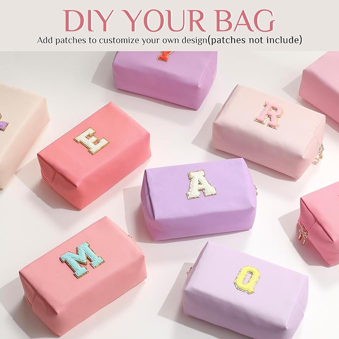 Cunno 100 Pcs Makeup Bags Bulk PU Leather Cosmetic Pouch Christmas Small Pouch Bag DIY Toiletry Bags Preppy Aesthetic Travel Storage Organizer for Women Travel Christmas Party Gift(Pink Purple)