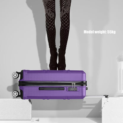 Kono Carry On Luggage Set Airline Approved Lightweight PC+ABS Carry On Suitcase with TSA Lock Spinner Wheels Durable Luggage Hardside Purple