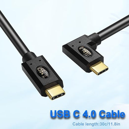 30CM USB 4.0 Type C Male to Male 90 Degree Cable, 240W Fast Charge, 40Gbps Data & 8K@60Hz Video, Compatible with Laptops, Phones, Tablets & More