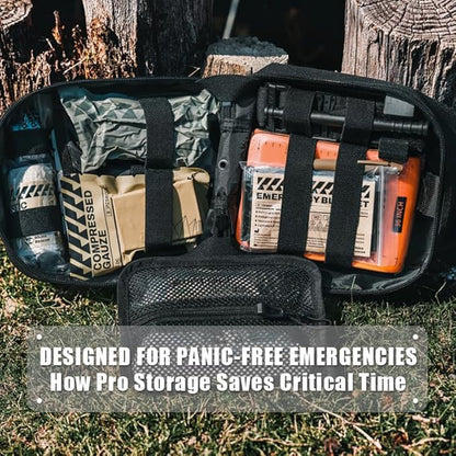 RHINO RESCUE IFAK Trauma Kit with C-A-T Tourniquet for Wound Care, Tactical First Aid Kit Molle Pouch for Military, Combat, Car, Camping, Hiking, Travel (Black)