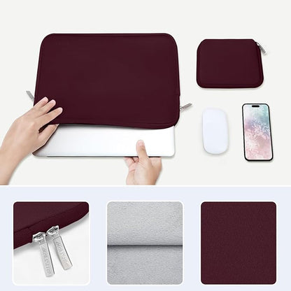 MOSISO Laptop Case 13.3 inch, 13-13.3 inch Laptop Sleeve Bag Compatible with MacBook Air/Pro 13/Pro 14 M5 M4 M3 M2 M1, HP Dell ASUS Lenovo, Neoprene Computer Sleeve Bag with Small Case, Wine Red