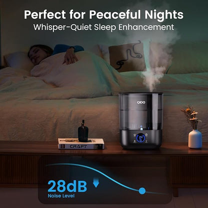 COMHOMA Smart Humidifiers for Bedroom, 5L Top Fill Supersized Humidifier Essential Oil Diffuser for Baby & Plants, 3 adjustable Mist with 28dB Quiet, Touch/APP/7-color Nightlight, 36H Runtime, Black