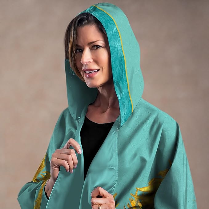 RainCaper van Gogh Sunflowers Womens Rain Cape Poncho with Hood Reversible