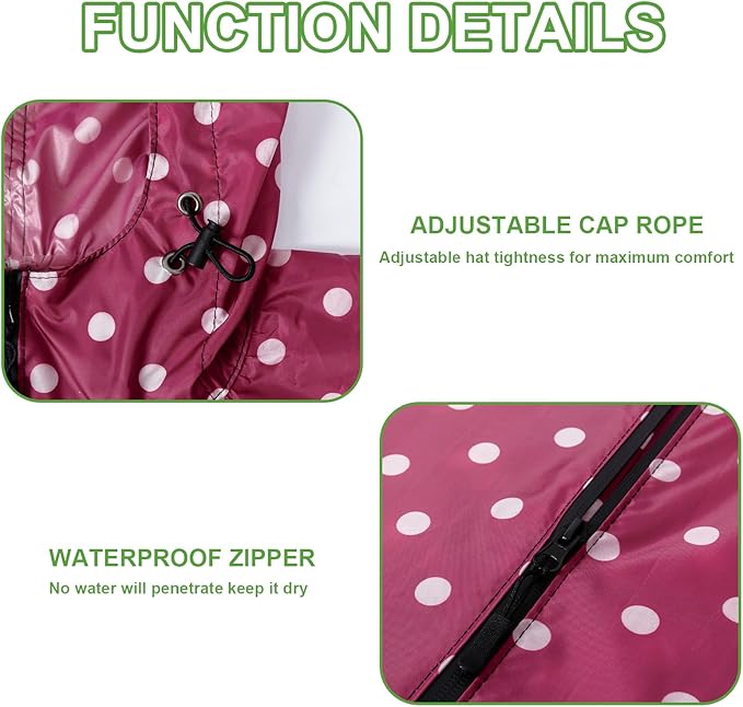 Hooded Rain Ponchos for Adult - Rain Coat and Rain Jacket with Waterproof Pocket and Zipper