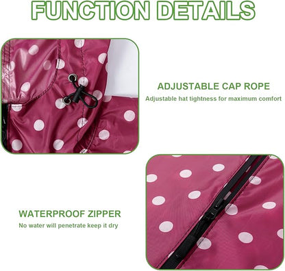 Hooded Rain Ponchos for Adult - Rain Coat and Rain Jacket with Waterproof Pocket and Zipper