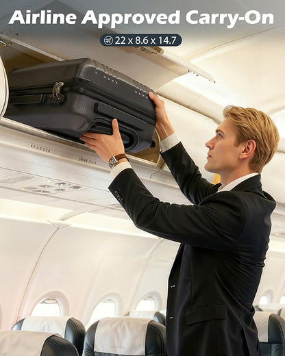 Coolife Luggage PC+ABS Hardshell Suitcase with TSA Lock, Spinner Carry On Lightweight (sliver, S(20in_carry on))