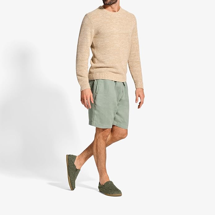 OLUKAI Moloa Hulu Men's Wool-Blend Slippers, Soft & Heathered Knit Slip On Shoes, Suede Leather Foxing, Drop-In Heel Design