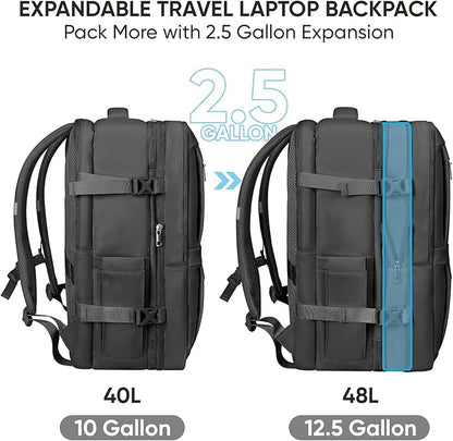 BALEINE Travel Backpack for Women Men, Large Sturdy Carry On Laptop Backpack Gifts for Business, Casual, Weekender, Hiking (XL, Black)