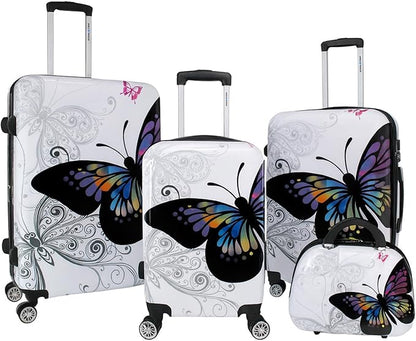 World Traveler Butterfly Luggage, 4-Piece Set