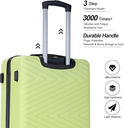4-Piece Hardside Luggage Set with TSA Lock, Lightweight ABS Suitcases With Spinner Wheel, 16/20/24/28 inch, Chartreuse