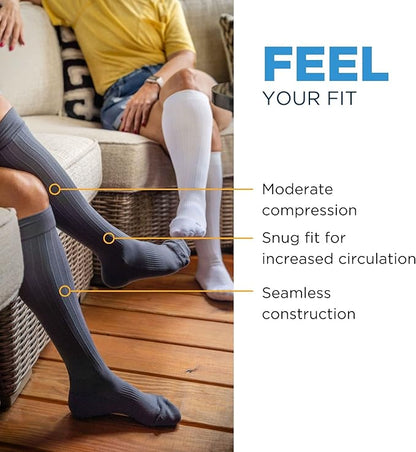 Medical Grade Compression Socks for Men & Women 15-20 mmHg by OrthoSleeve (Black, Large)