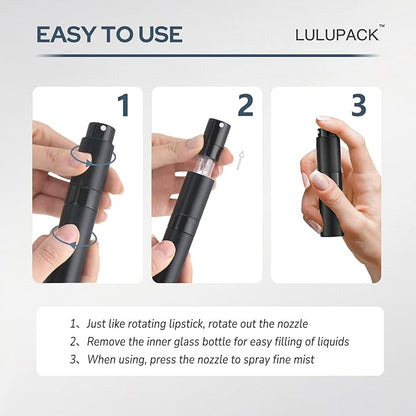 Travel Perfume Bottle Refillable - Cologne Spray Atomizer Mini - Small Travel Size Empty Sprayer for Refill Sample Container - Portable Fragrance Decant Dispenser for Women Men 8ml 6PCS Sleek