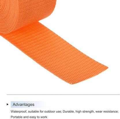 MECCANIXITY Lightweight Polypropylene Webbing Strap 2" 5 Yard Backpack Strapping Band Light Orange for Outdoor Luggage Cargo Straps