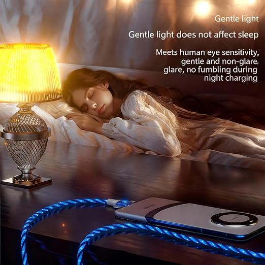 USB Cable PD Fast Charger Lighted Up(USB 6IN1 Starry Blue) Mobile Phone Data Cable,Fast Charging Cable,TPE Material,Compatible with Almost All Devices.