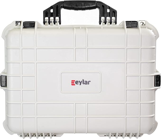 Eylar Large 20 Inch Protective Camera Case Water and Shock Proof With Foam (White)