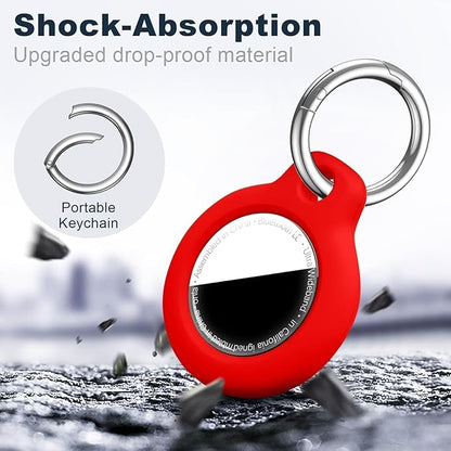 [2 Pack] for Airtag Holder Case with Keychain, Shockproof GPS Cover Anti-Scratch Key Chain for Air Tags, for Airtags Accessories for GPS Item Tracker Cases for Bags, Black+Red