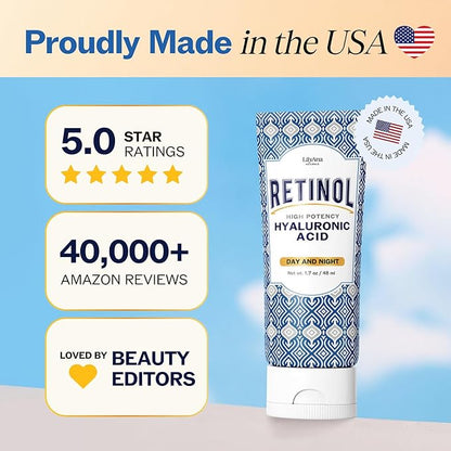 LilyAna Naturals Anti Aging Retinol Face Cream for Women – Wrinkle & Neck Cream for Firming, Retinol Moisturizer for Face with Hyaluronic Acid, Hydrating Night Cream for Fine Lines, Collagen Boost