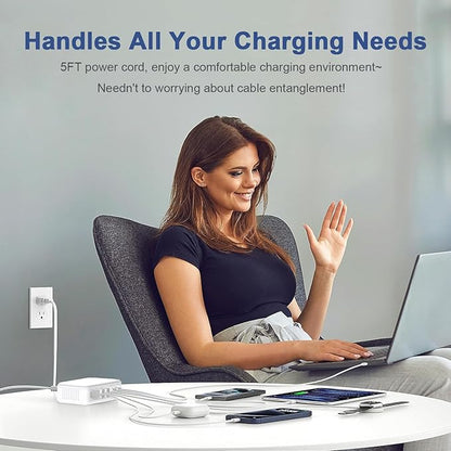 USB C Fast Charger,100W GaN 6 Port Type USB C Charging Station Hub Block USBC Wall Charger Power Strip Adapter Plug Cube Brick USBC USB A for iPad Air/Pro,iPhone 16 15 14 13 12 11 Pro Max,Galaxy S24