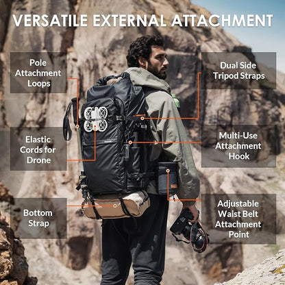 TARION Large Camera Backpack for Photographers - 35L Expandable DSLR Waterproof Camera Bag with 16" Laptop Compartment & Side Access & Adjustable Waist Strap & Rain Cover (Xprober)