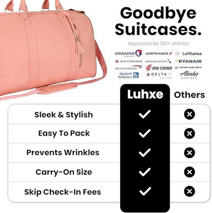 Luhxe Travel Convertible Carry On Garment Bag with Shoe Pouch & Detachable Shoulder Strap - Rose