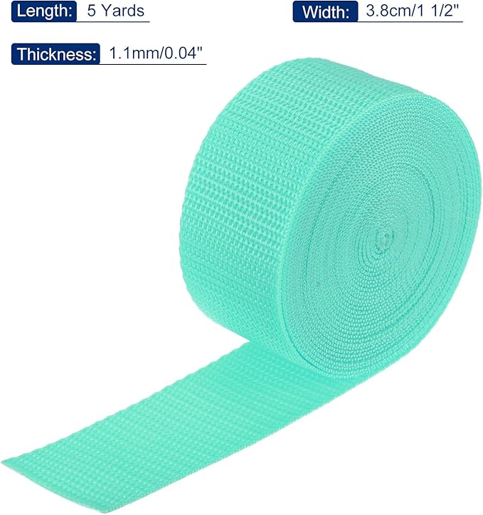 MECCANIXITY Lightweight Polypropylene Webbing Strap 1 1/2" 5 Yard Backpack Strapping Band Turquoise Green for Outdoor Luggage Cargo Straps