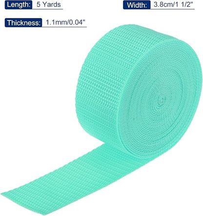 MECCANIXITY Lightweight Polypropylene Webbing Strap 1 1/2" 5 Yard Backpack Strapping Band Turquoise Green for Outdoor Luggage Cargo Straps
