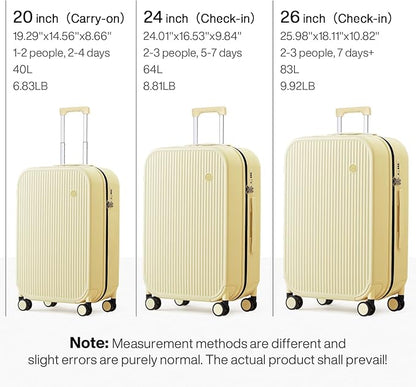 mixi 20 Inch Carry On Luggage PC Hardside Suitcases with Wheels & TSA for Travel Woman Men, Lark Yellow