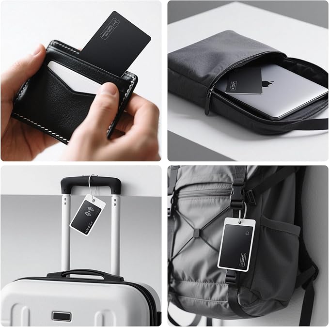 Wallet Tracker Card Air-Tag (iOS Only) - Work with Apple Find My, Bluetooth Tracker Smart Tracking Card Wallet Finder, 0.07in Slim, IP68 Waterproof, Item Locator for Luggage Tags, Passports, Purse