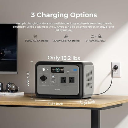 OUKITEL 512Wh Portable Solar Generator, P800 Solar Power Station with 2x800W AC Outlets (1600W Peak), 500W Fast Charging, Emergency Power Station for Home, Camping & RVs