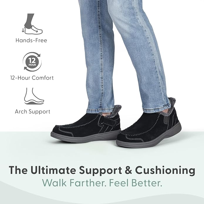 Orthofeet Men's Orthopedic Leather Vito Hands-Free Slipper