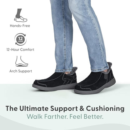 Orthofeet Men's Orthopedic Leather Vito Hands-Free Slipper