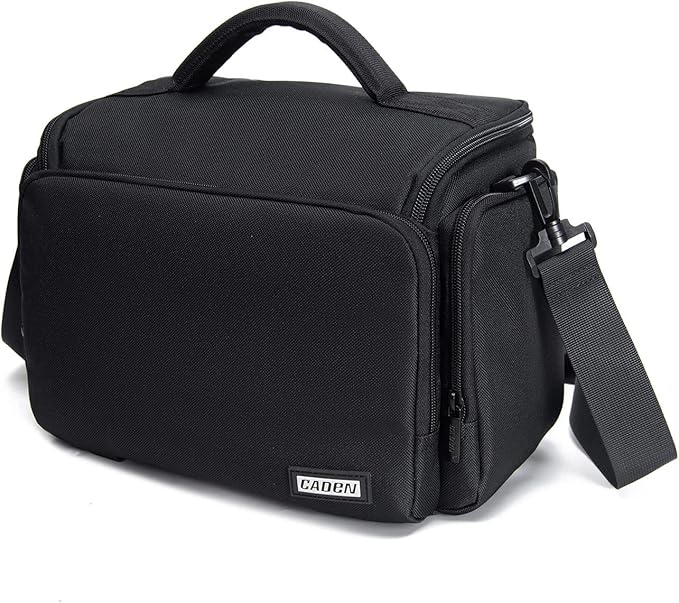 CADeN Compact Camera Shoulder Crossbody Bag Case Compatible for Nikon, Canon, Sony SLR/DSLR Mirrorless Cameras and Lenses Waterproof (1.0 L, Black)
